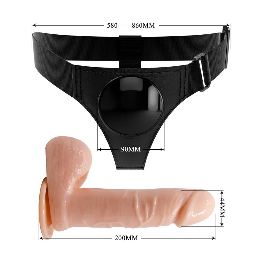 PRETTY LOVE - IMBRAGATURA SLIP UNIVERSALE CON DILDO TOM 20 CM NATURALE